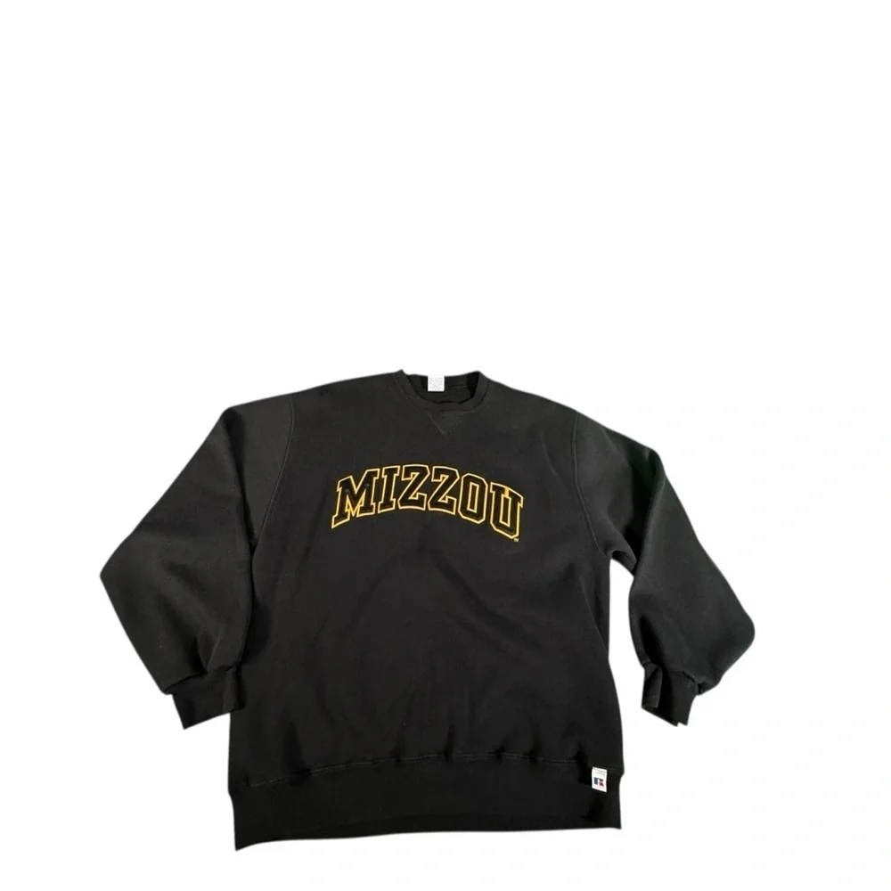 Vintage Russell Athletic Mizzou Crewneck Sweatshirt Black Size L NCAA Tigers